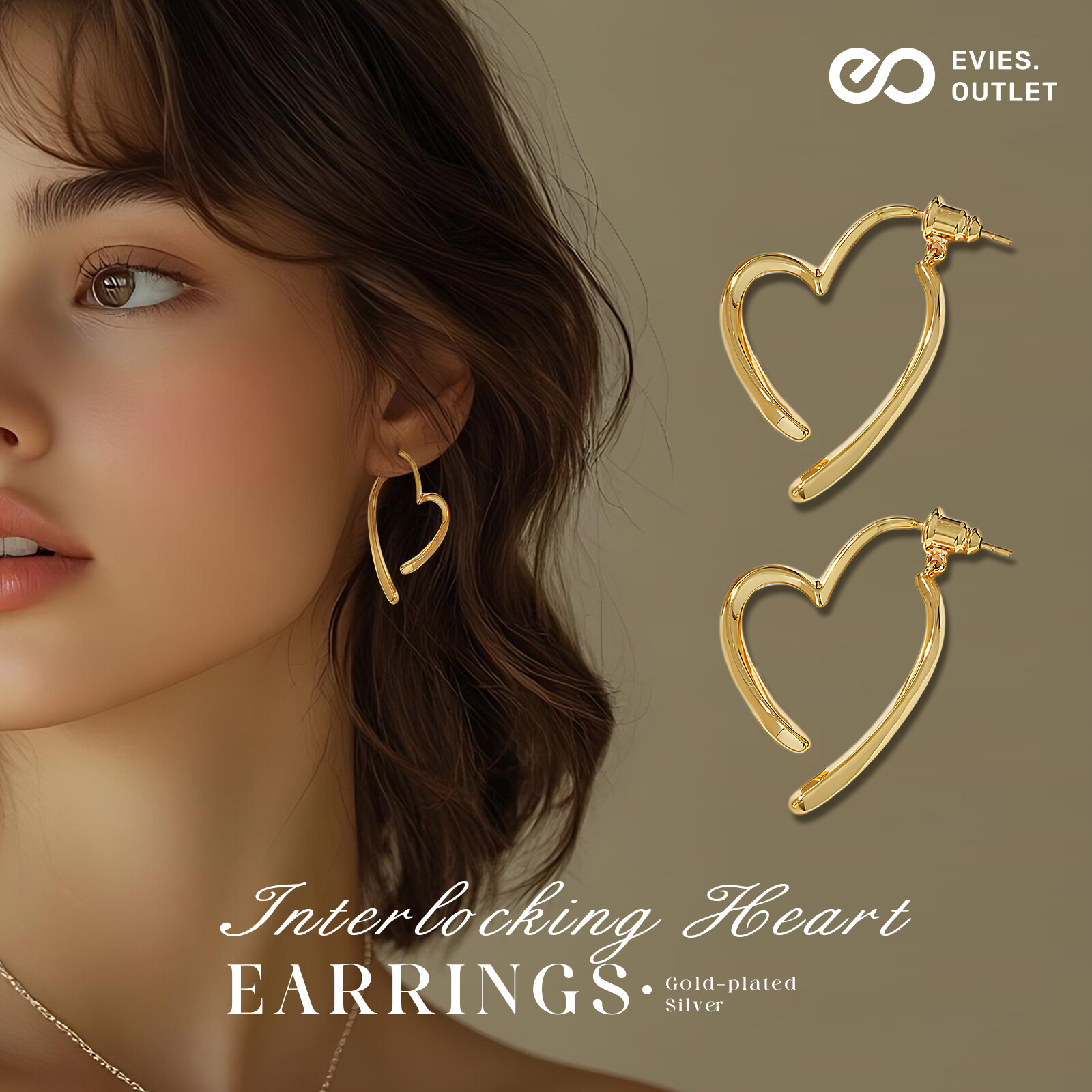 925 Sterling Silver Heart Earring Gold Plated Silver Hypoallergenic Dangle Women