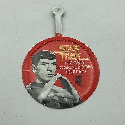 1966 1986 Vtg Advertising Star Trek Mr Spock Pocket Books Fold Over Badge G4