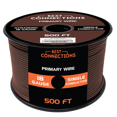 18 Gauge Car Audio Primary Wire (500ft Brown)  Remote, Power/Ground Electrical
