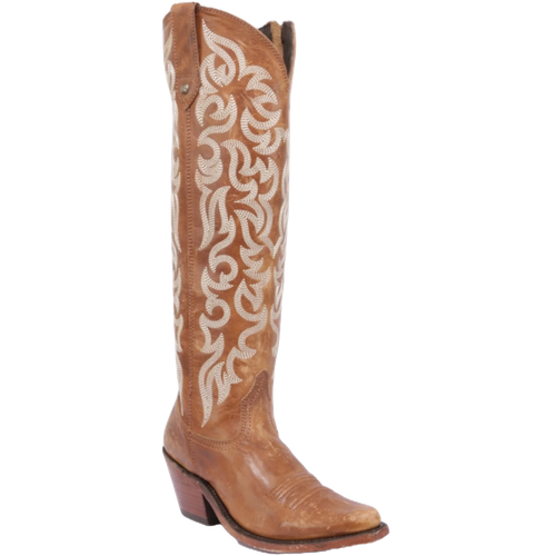 Pre-owned Liberty Black Ladies Embroidered Allie Mossil Tan Western Boots Lb-712988g In Brown