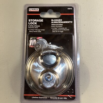 U-Haul Discus Pad Locks / Padlock 2-3/4in Stainless Steel, Storage Unit Security