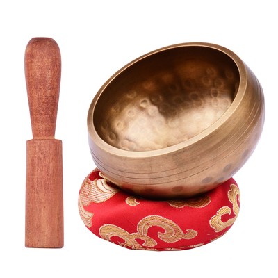 Tibetan Singing Bowl Set with 8cm/3inch Handmade Metal Sound Bowl A1O8