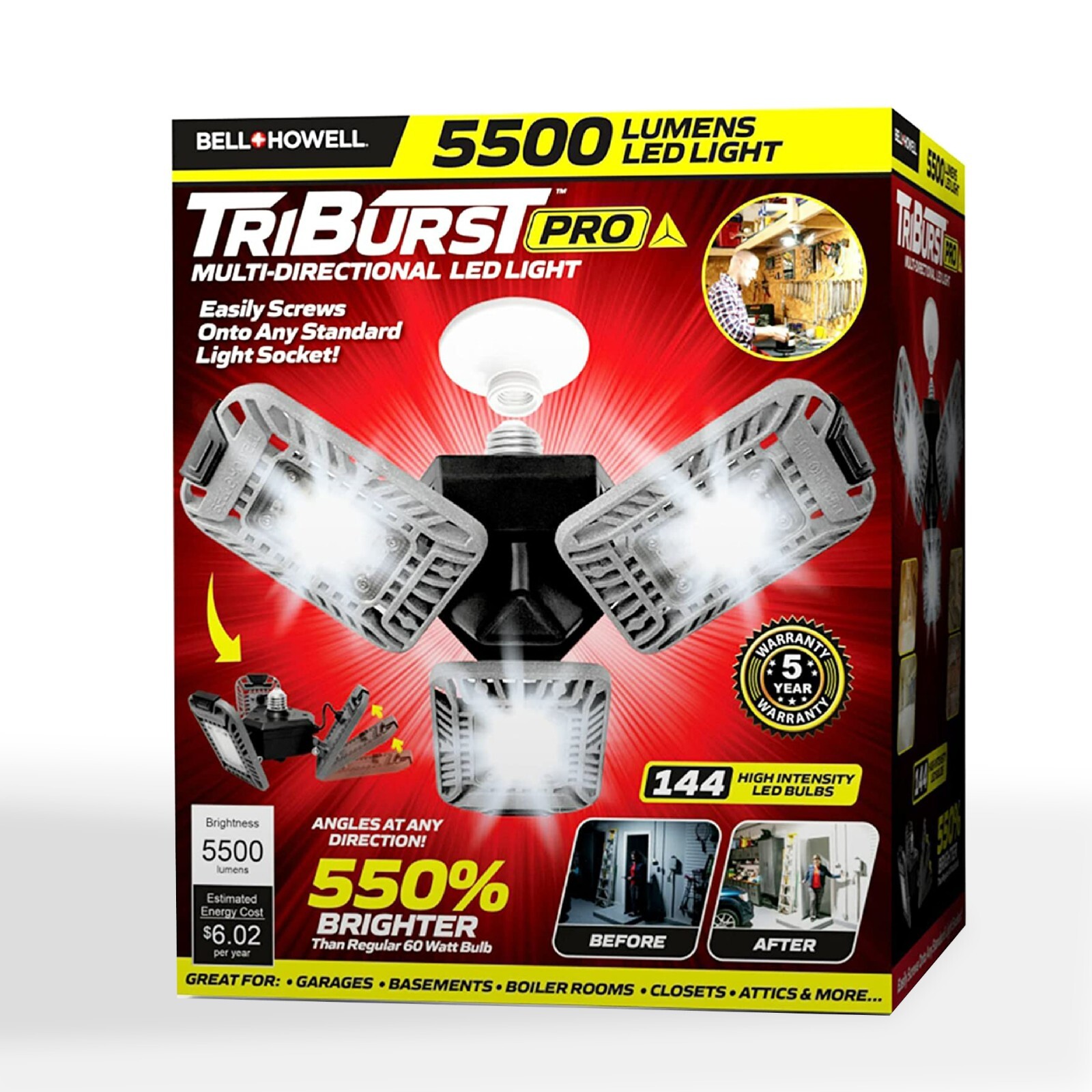 Bell Howell Led Light BELL + HOWELL 5500-Lumen LED Screw-in Ceiling ...