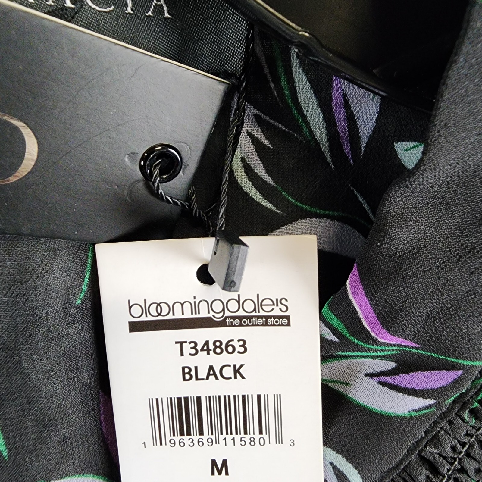 Gracia Floral Button Front Blouse Women's M Black Multi Shirred Long Sleeve - Picture 7 of 14