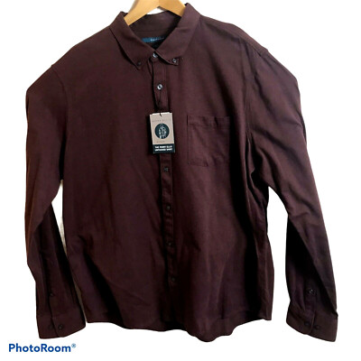 Perry Ellis The Untucked Shirt Mens Moisture Wicking Woven Size XXL Slim Fit $79