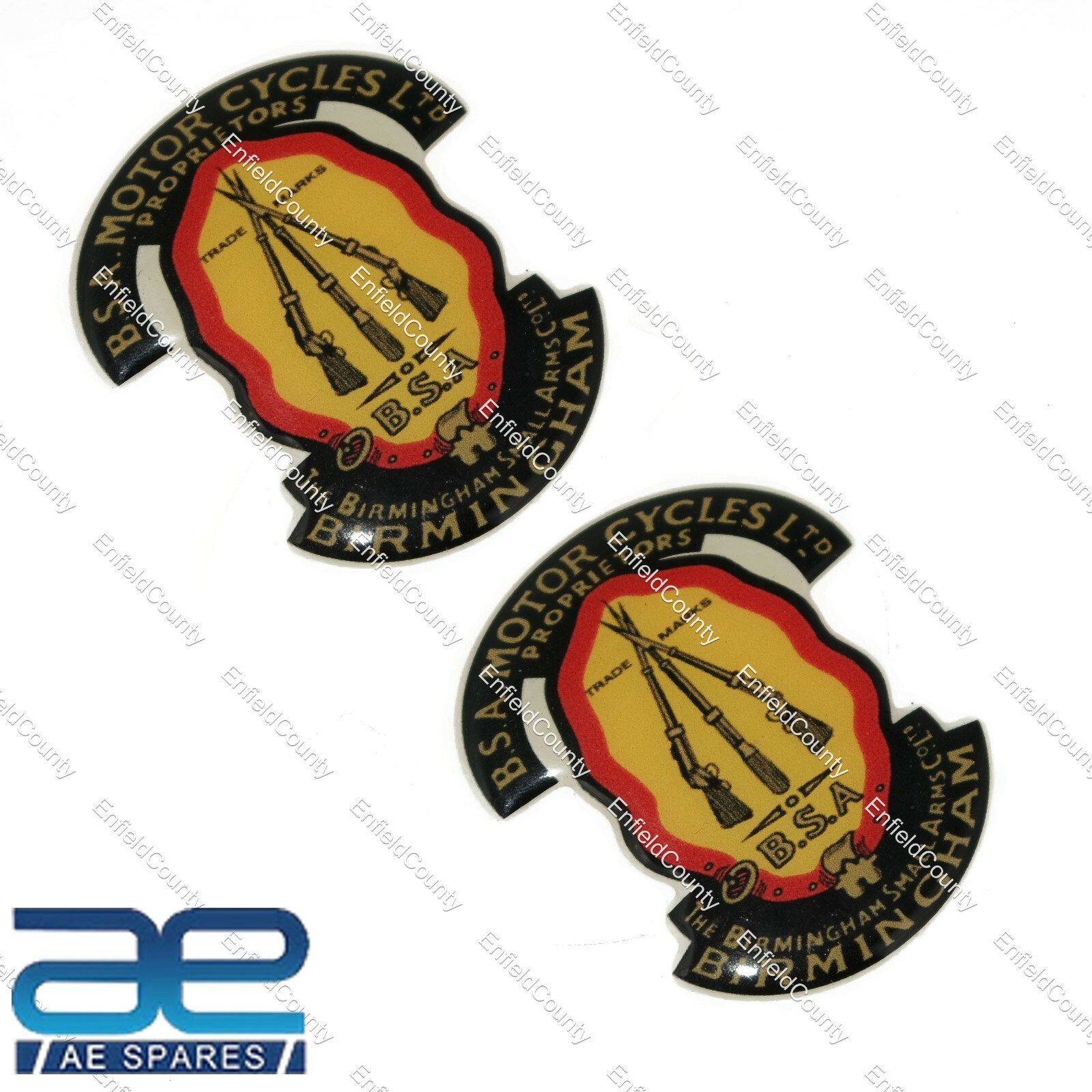 FOR BSA MOTORCYCLE LTD. TRADE MARK BIRMINGHAM SMALL ARM STICKER PAIR 