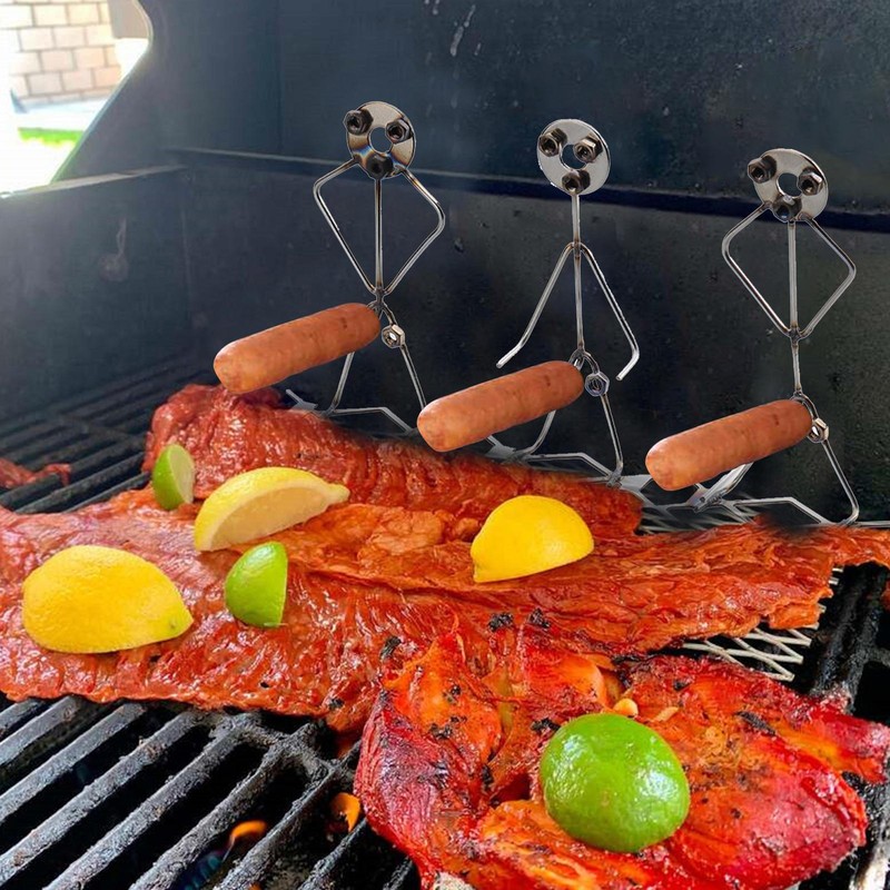 BBQ Stainless Steel Barbecue Rack Hot Dog Sausage Stand Holder Grill