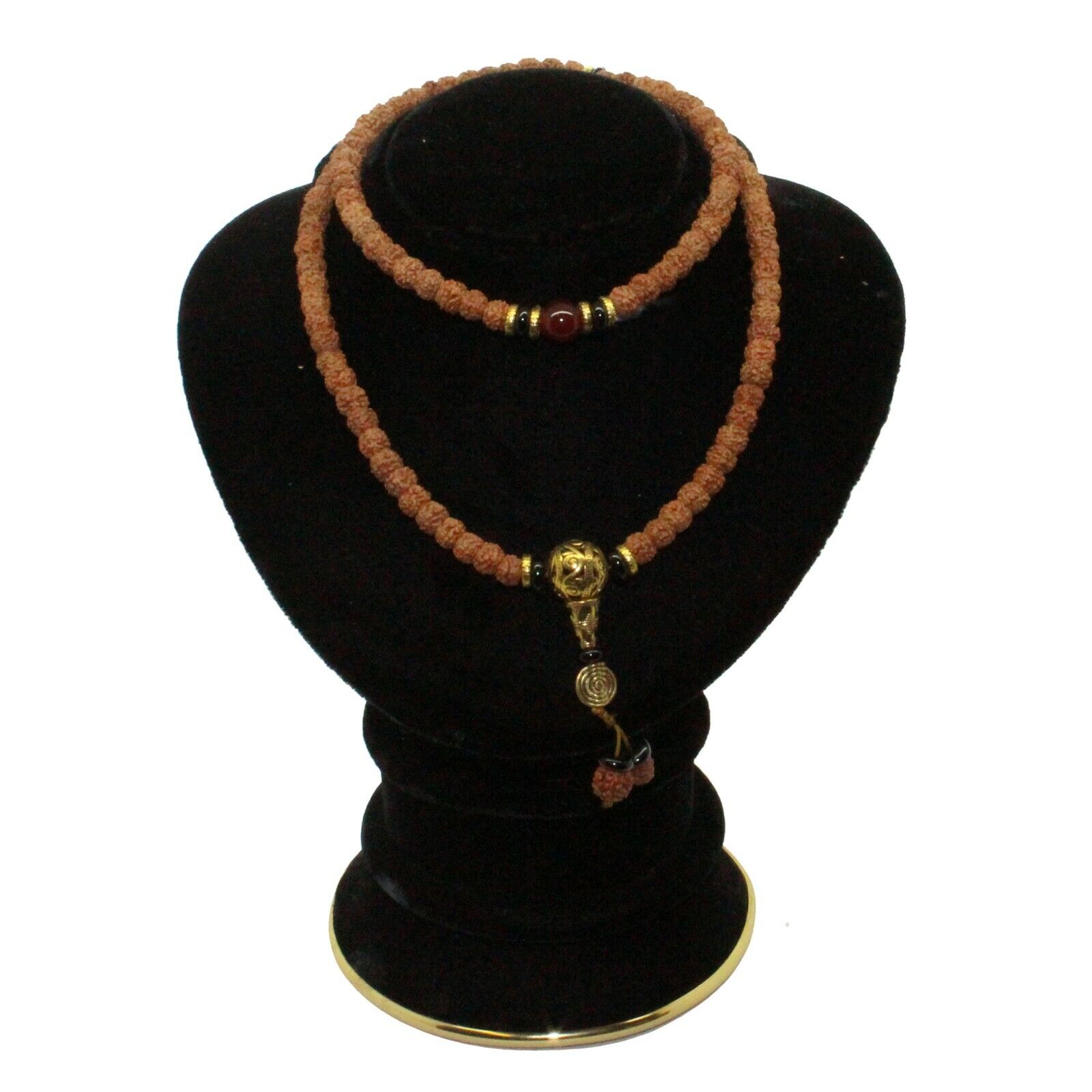 Natural Plant Seed Beads Metal Pendant Rosary Praying Necklace ws220S Natural Plant Seed Beads Metal Pendant Rosary Praying Necklace ws220S