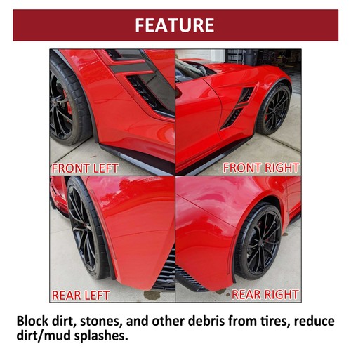 For 2014-2019 Chevy C7 Corvette Stingray/ Z06 Front &Rear Splash Guards Mud Flap