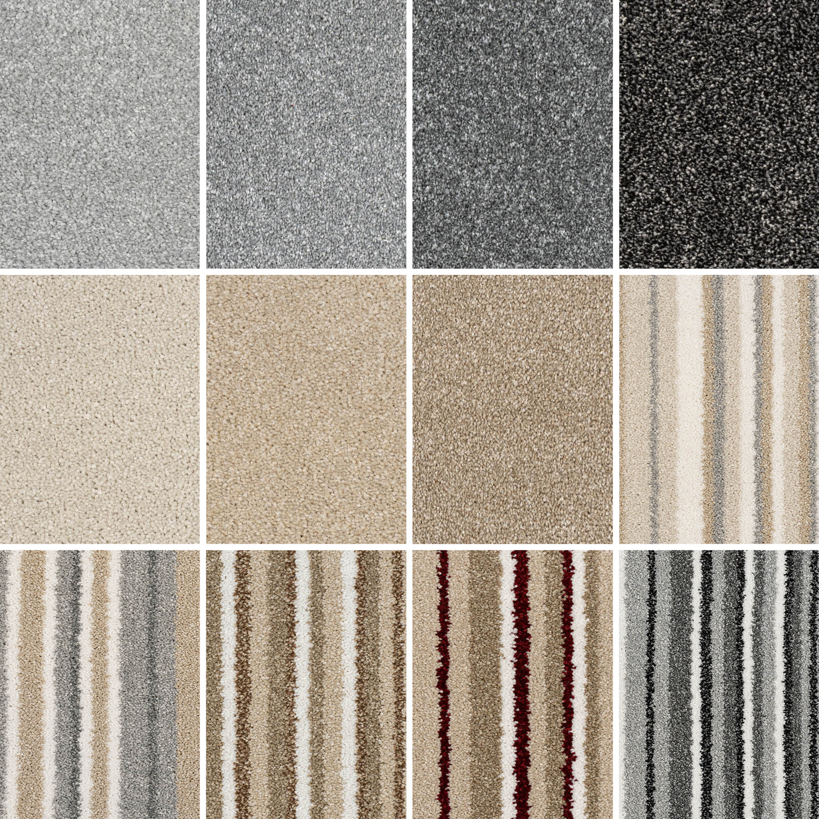 Stain Resistant Twist Carpet Hard-Wearing Striped Flecked Living Room Bedroom