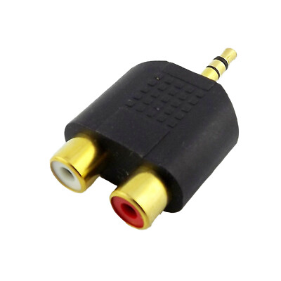 1x Gold 3.5mm Stereo Male to Dual RCA Female Y Splitter Audio Adapter Connector
