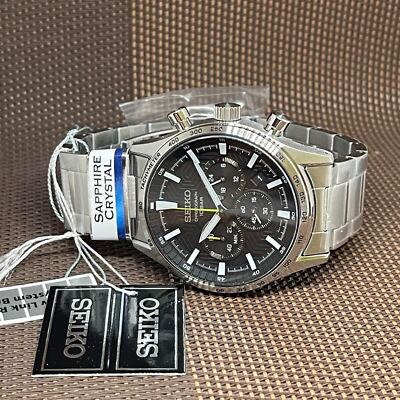 Pre-owned Seiko Chronograph Ssb413p1 Quartz Stainless Steel Black Dial Analog Men's Watch
