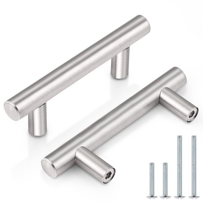 Probrico 25 Pack Stainless Steel T Bar Cabinet Pulls 2.5 Inch Hole Centers Br...