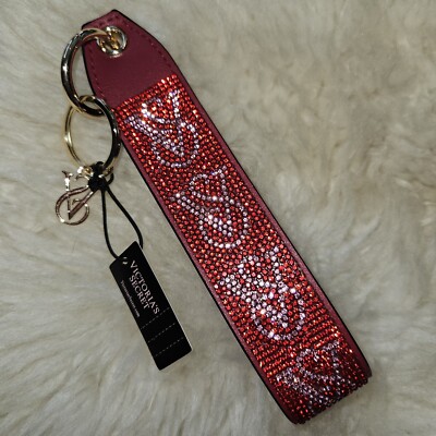 Victoria's Secret rhinestone wristlet strap keychain in Red