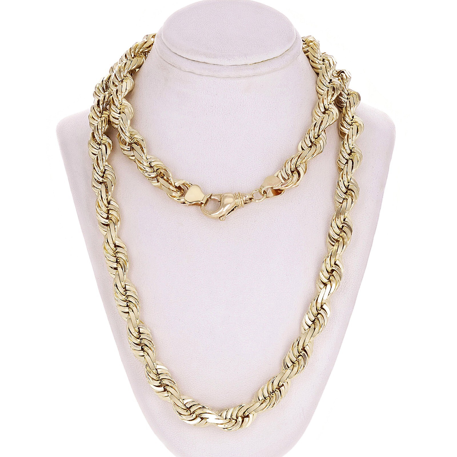 Men's Solid 10k Yellow Gold Diamond Cut Rope Chain Necklace