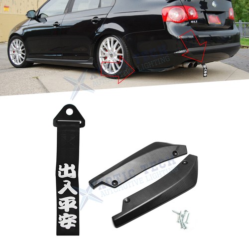 Bumper Winglet Canard Diffuser+Chinese Slogan Tow Strap For VW Jetta Passat Golf