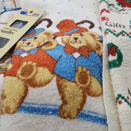 Vintage kitchen towels lot project arts crafts box lot sew knit fringe