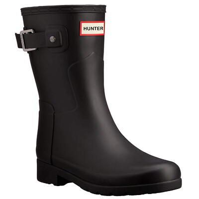 Pre-owned Hunter Womens Boots Original Refined Short Casual Buckle Wellington Rubber