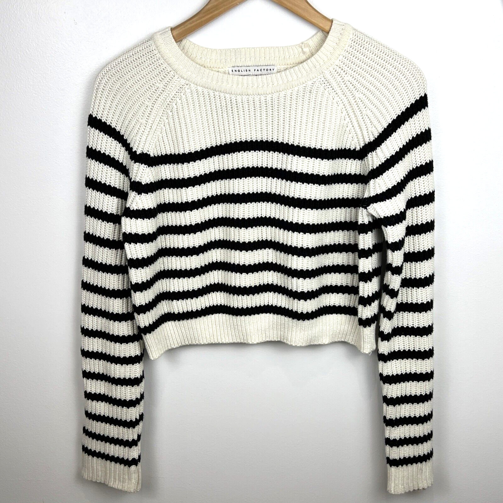 ENGLISH FACTORY Women's Chunky Knit Cropped Pullover Sweater
