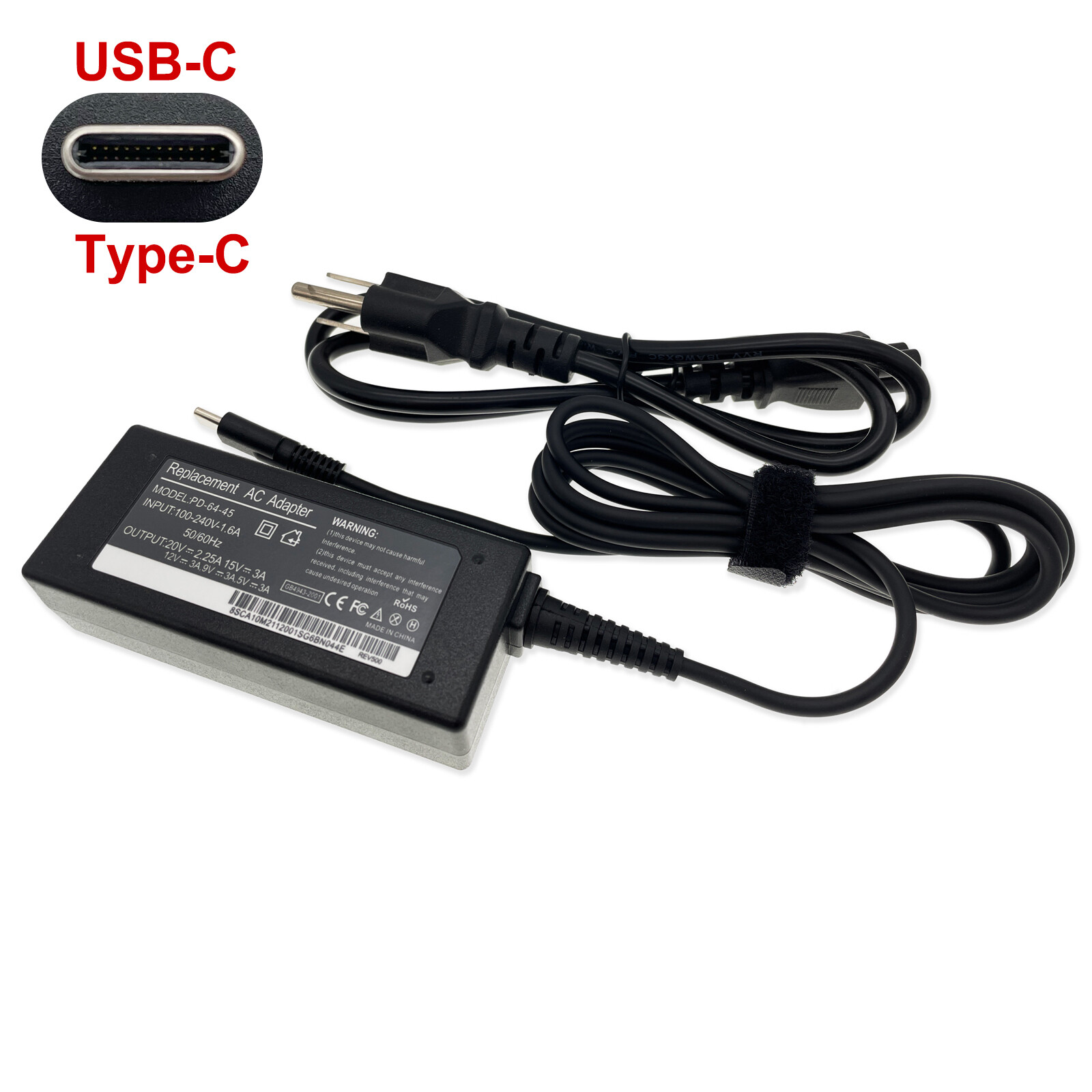 45W USB-C AC Adapter Charger Power Cord For Samsung Chromebook Plus
