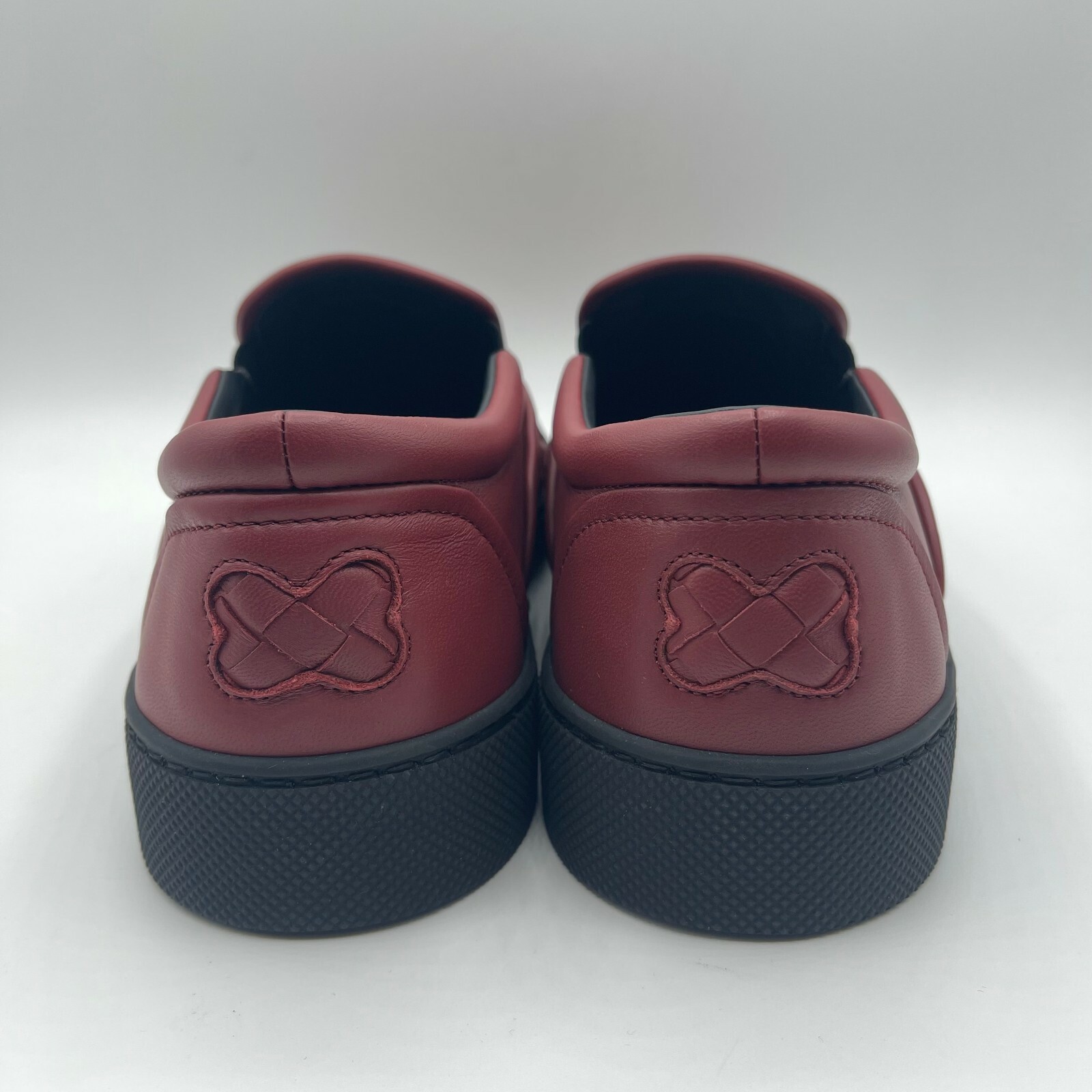 Pre-owned Bottega Veneta $710  Men's Red Leather Woven Slip On Sneaker 190809 6453