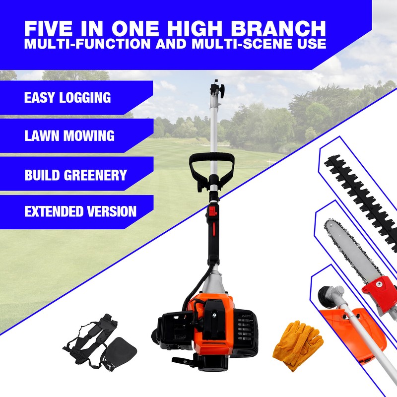 5In1 Heavy Duty Multifunction Petrol Trimmer Grass Brush Bush Tree Outdoor Tool