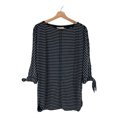 Max Studio Weekend Long Sleeve Stripe Jersey Tunic Sleeve Tie Black 