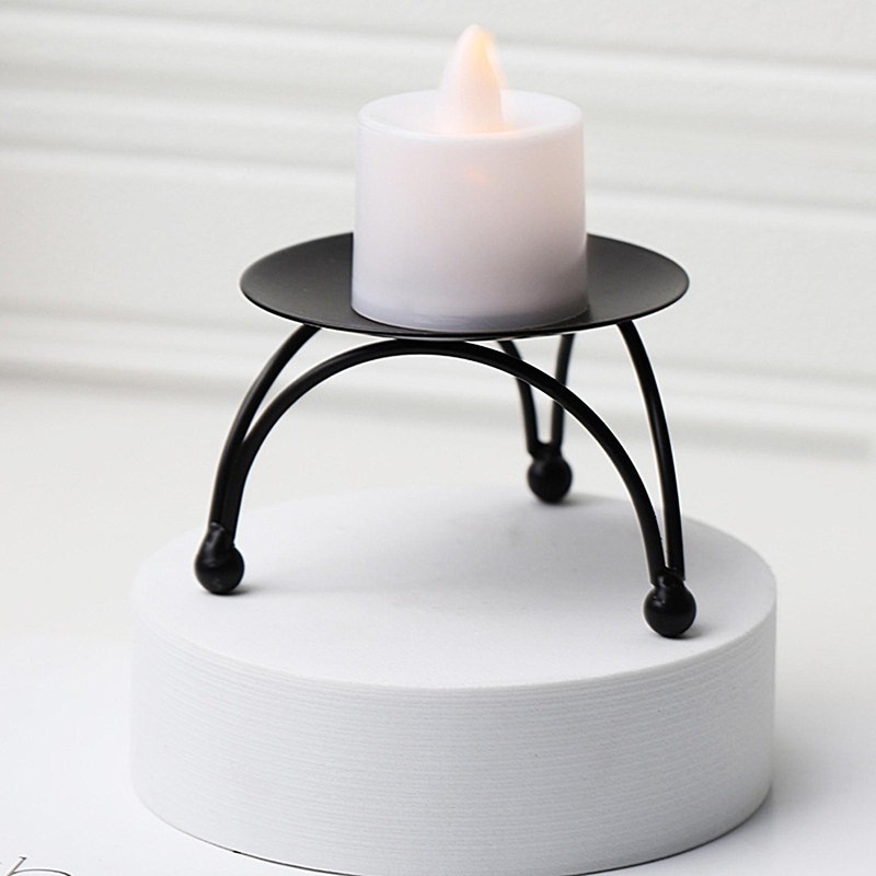 For Pillar Candlestick Round Iron Candle Holder Tray