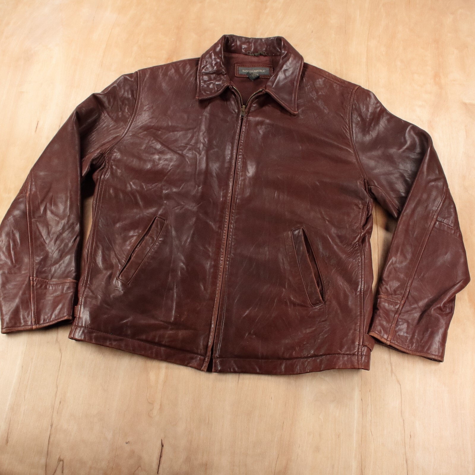 banana republic 90s レザージャケット our legacy vtg 80s 90s BANANA REPUBLIC full zip soft brown leather dad