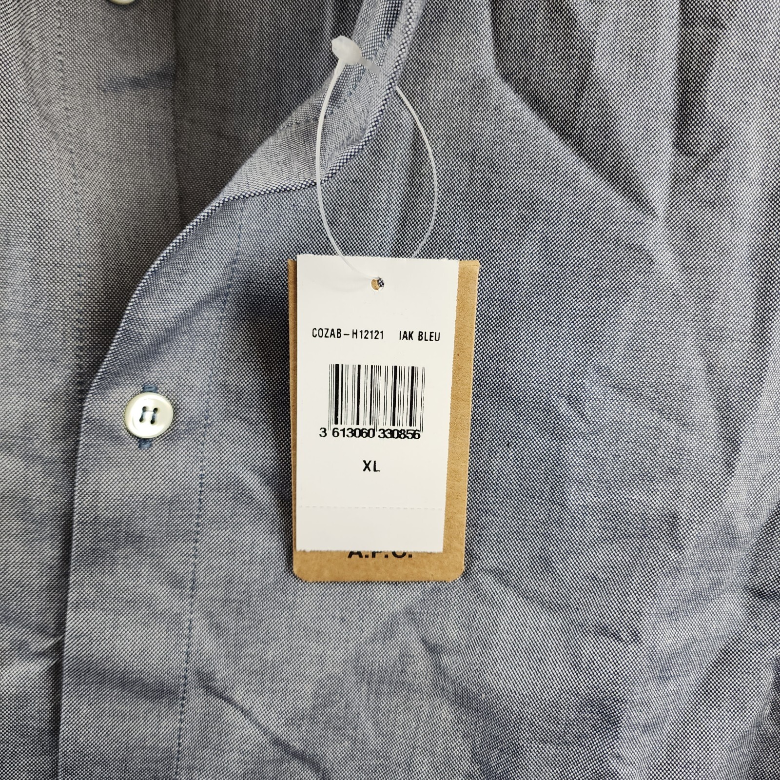 A.P.C. Chemise Slim Fit Button-Down Shirt Men's XL Dark Blue