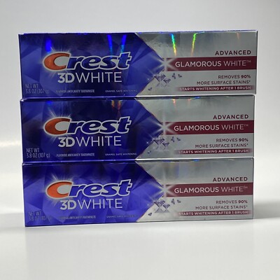 Crest 3D White Advanced Glamorous White Whitening Toothpaste 3.8 oz  (3 Pack)