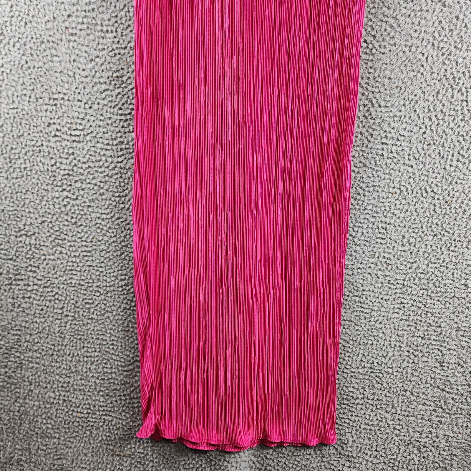 Renee C. Plisse Side Slit Maxi Skirt Women's XS Pink Solid Elastic Waist Pull On - Picture 3 of 13