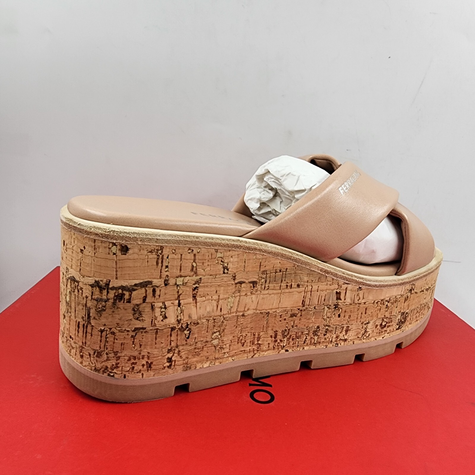 Ferragamo Engracia Platform Cork Slide Sandals Women's 11 Rosa Open Toe Slip On - Picture 11 of 17