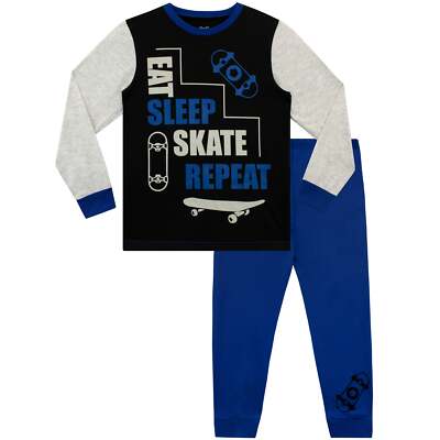 Eat Sleep Skate Repeat Pyjamas Kids Boys 6 7 8 9 10 11 12 13 Years Sleepwear PJs