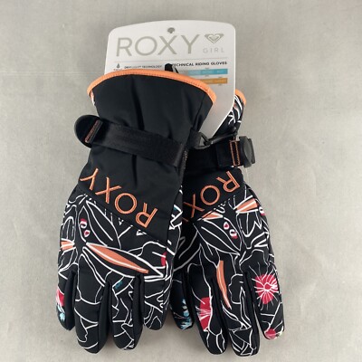 ROXY Girl 'Jetty Girl' Snowboard Ski Gloves, S M - True Black Outlines (KVM1)