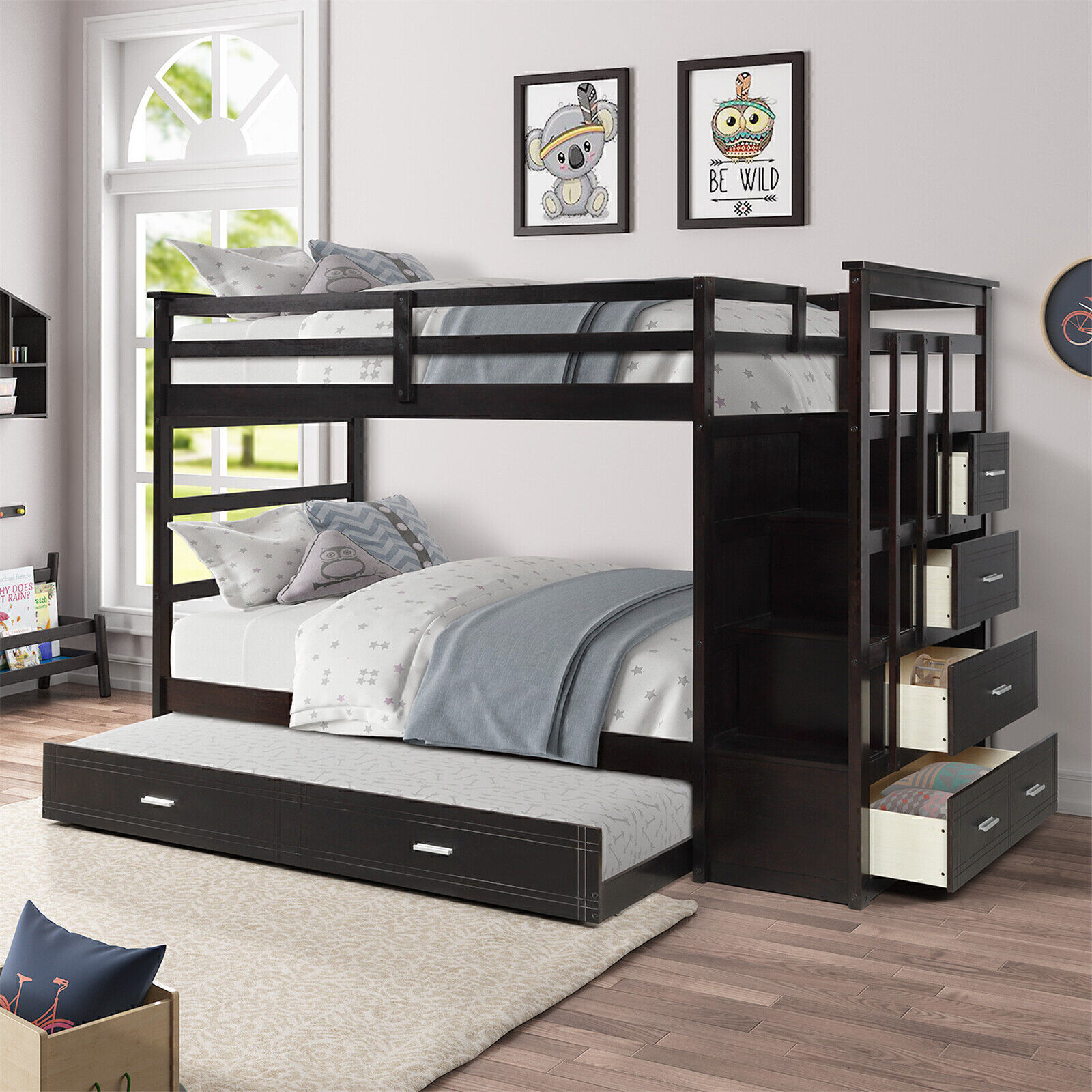With Staircase & Storage Drawers For Bedroom