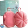 SILKLE Double-Sided Shower Loofah - Gentle Exfoliating Body Scrubber and Shower Scrubber for Men and Women, Non-Slip Silicone Grip, Soft Mesh and Firm Sides, 2-in-1 Bath Sponge and Loofah - 2 Pack, Pink