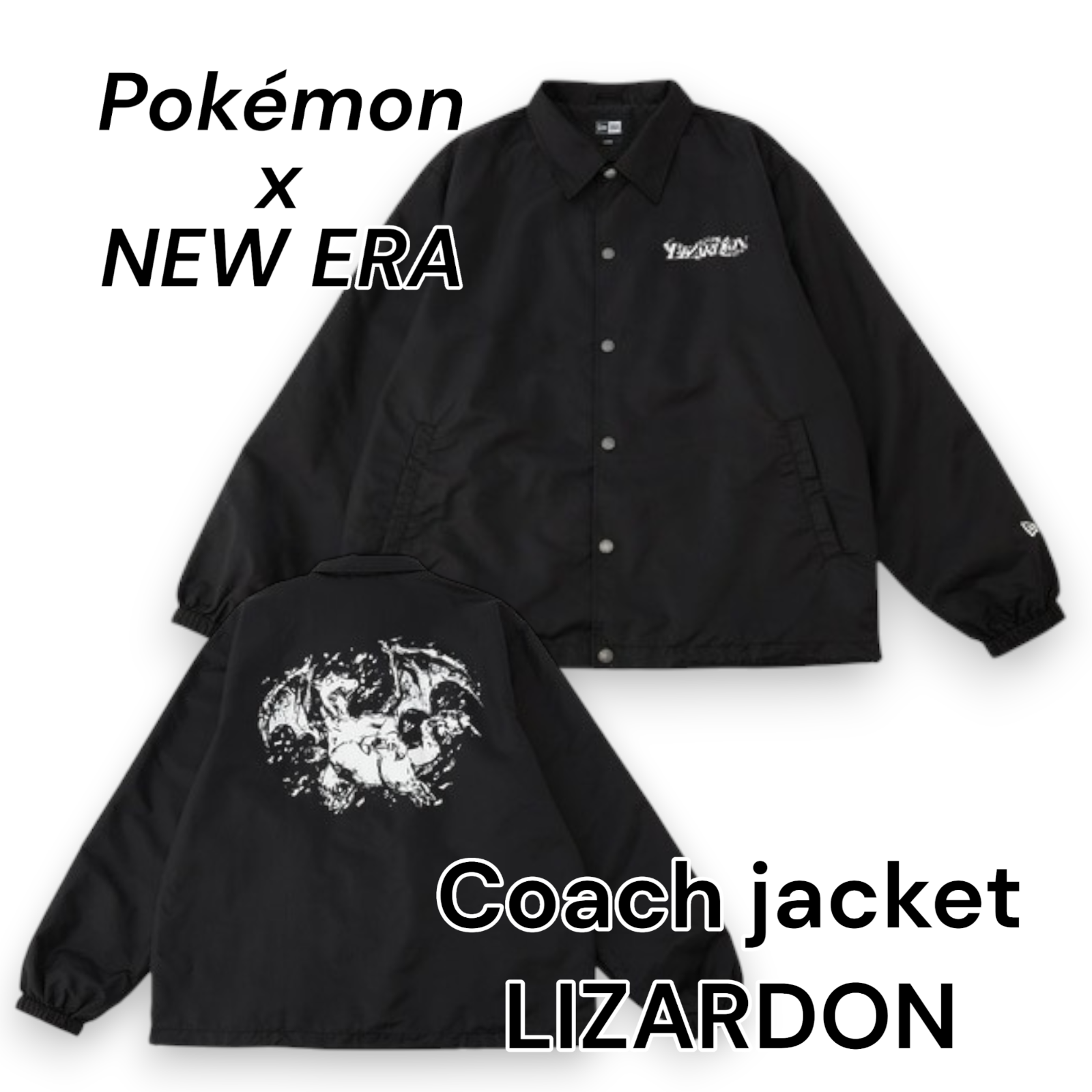 Pokemon NEW ERA Coach Jacket LIZARDON Black M L Original