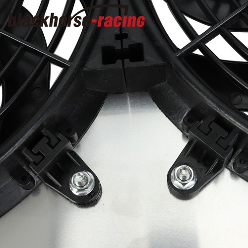 Aluminum Shroud 12'' Fan+Thermostat For 82-02 Chevy S10 Blazer Corvette Radiator