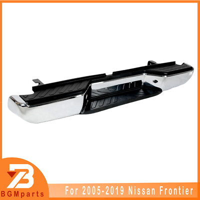Chrome Steel Rear Step Bumper For 2005-2019 Nissan Frontier  W/O Sensor Holes