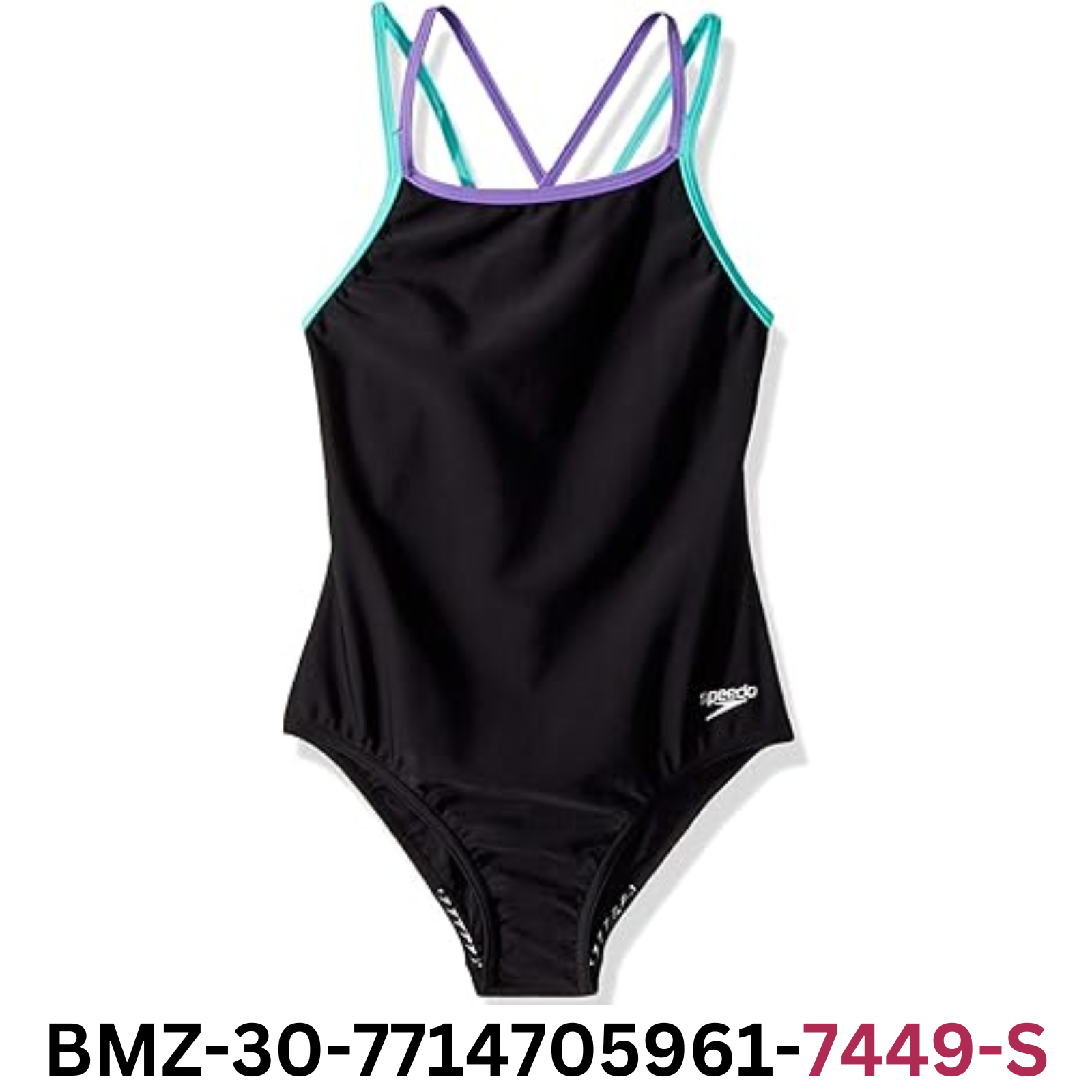 Speedo Girl's Swimsuit One Piece Solid Cross Back Multi Straps, Size 12 ~ BMZ30