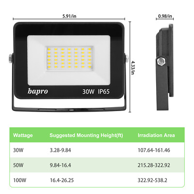 10-500W LED Flood Light Garden Outdoor Lamp Yard Security Spotlight With US Plug