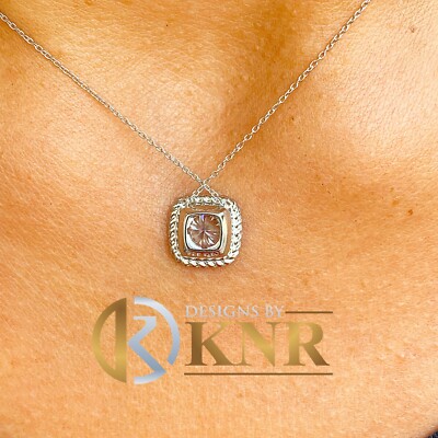 Pre-owned Knr 14k White Gold Round Moissanite And Natural Diamonds Pendent Necklace 1.15ctw In Yellow