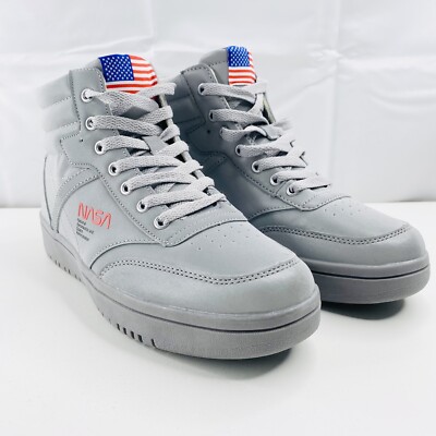 NASA Shoes Retro Hi Top Reflective Sz 7.5 M Resnik NS203324 Gray Space Sneakers