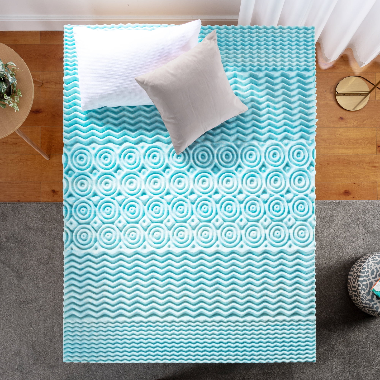 Cooling Gel Memory Foam Zoned Support Mattress Topper