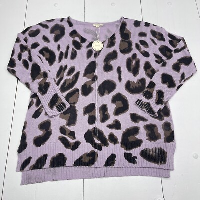 Oddy Purple Leopard Print Knit Sweater Womens Size M/L New