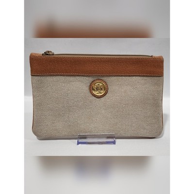 Authentic vintage Fendi canvas and leather makeup pouch