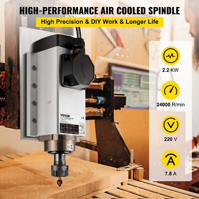 VEVOR Square Air Cooled Spindle Motor 2.2KW CNC Spindle Motor 220V ER20 Collet