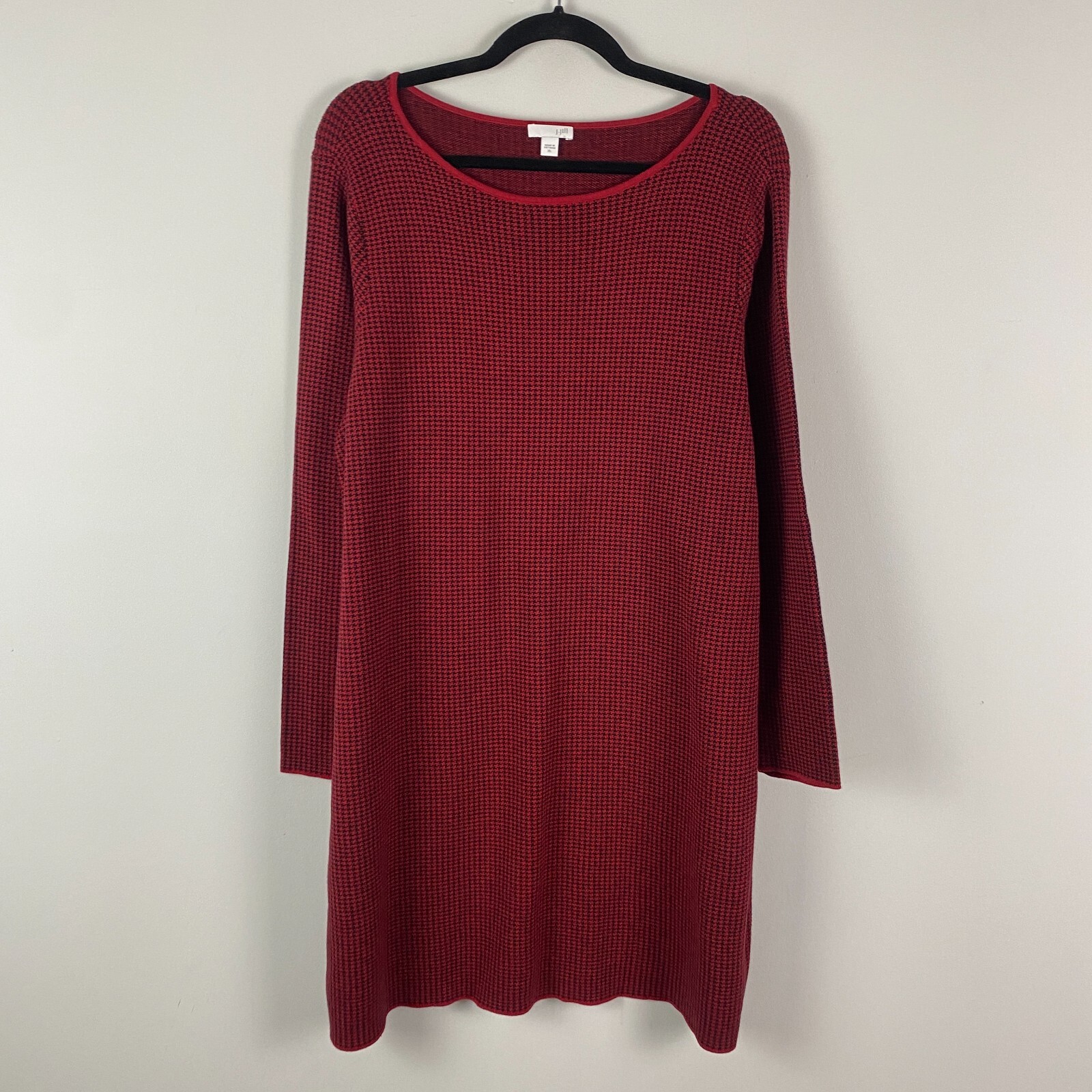 J.Jill Houndstooth Sweater Dress Size XL Long Sleeve Shift