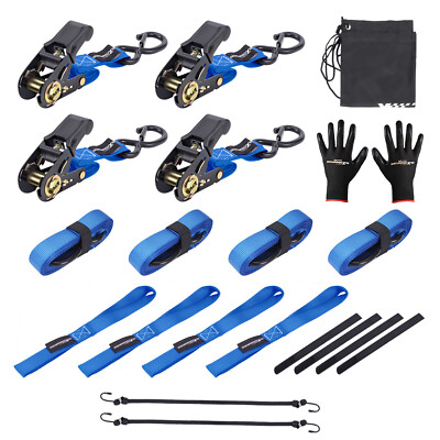 4x Spanngurte mit Ratsche & Haken Zurrgurte Spanngurt 4,5m Blau Sicherheitsclip